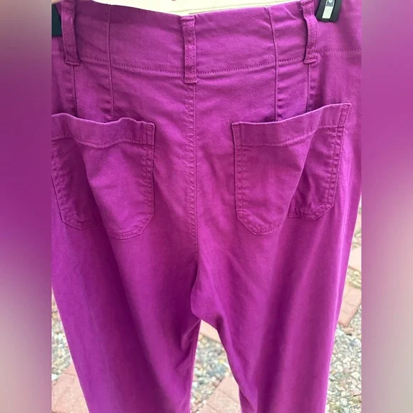 Sz 8 EUC Maeve Magenta Linen Colette Wide Leg Pants Anthropologie - Picture 11 of 14